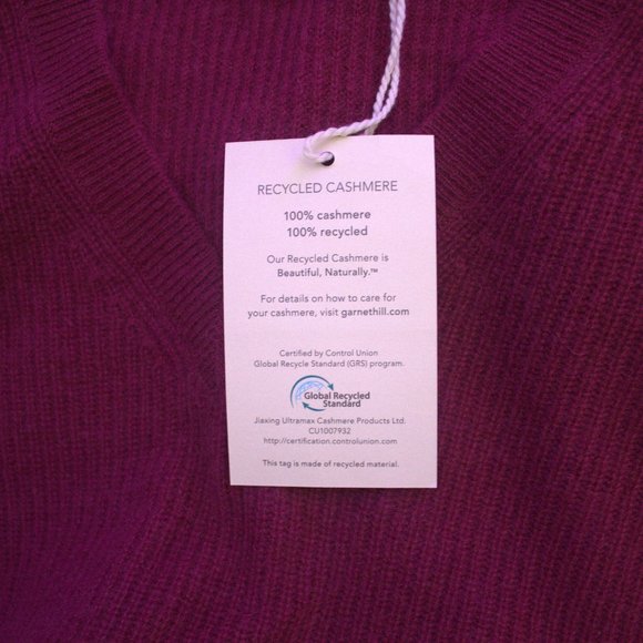 Garnet Hill | Gray & Sangria Cashmere Sweater - Picture 5 of 8